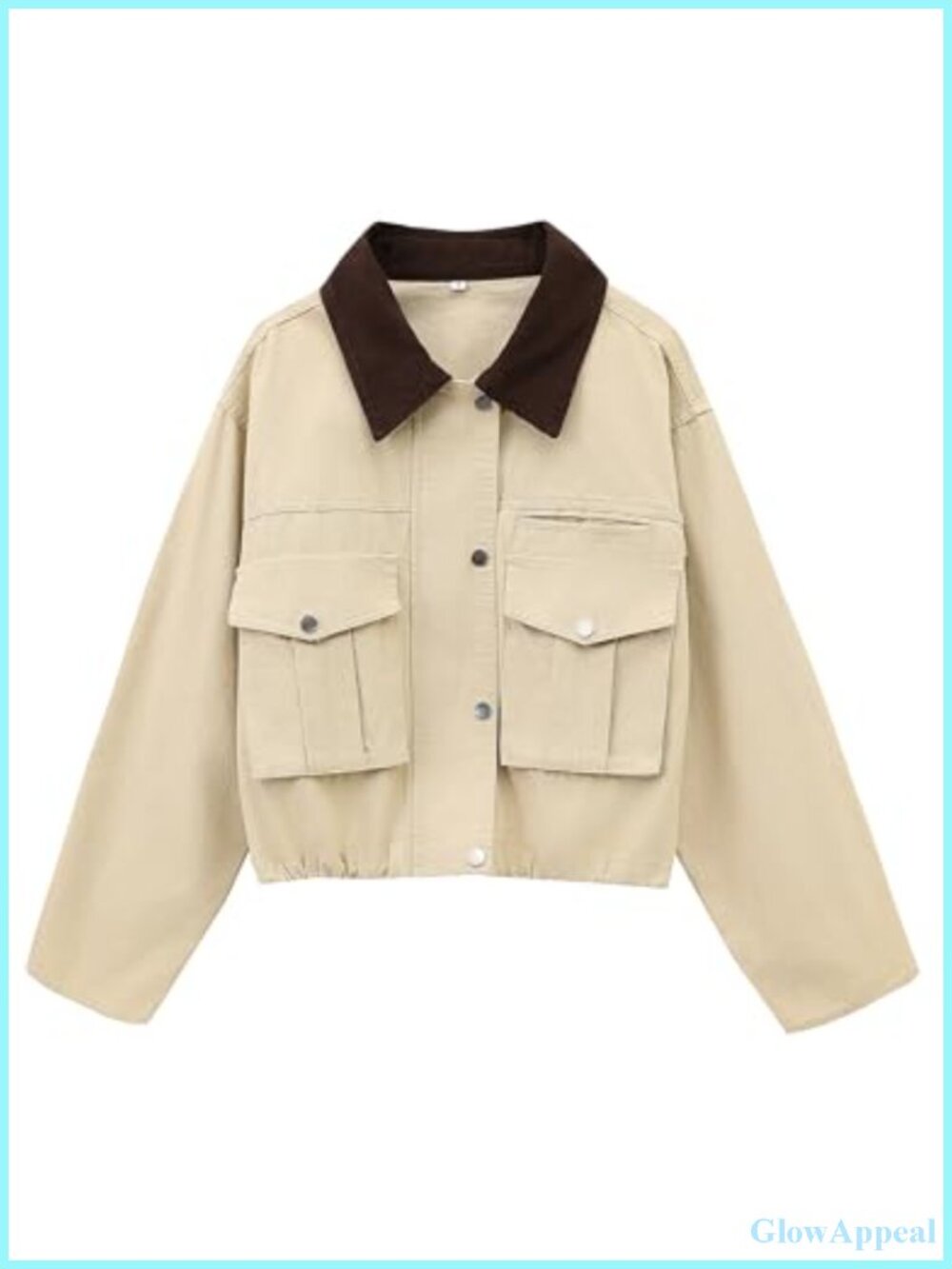 Women's Cropped Casual Jacket Contrast Lapel Collar 100% Cotton Barn Coat